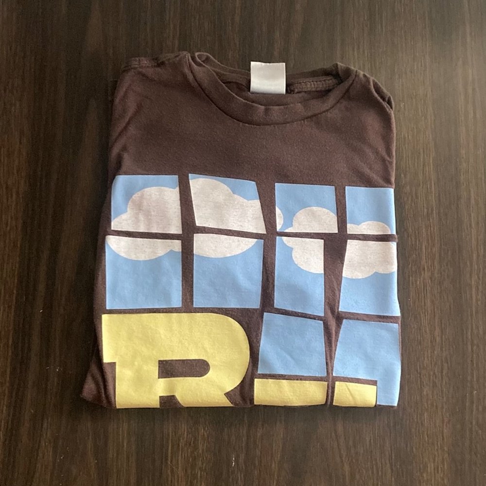 Relient K brown shirt (grass, windows, sky), Men's S